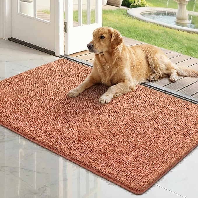 Bcoimo Super Absorbent Dog Door Mat, 48"*30" Anti Slip Mat for Muddy Paws, Pet Rugs for Dirty Paws Washable That Absorbs Moisture and Dirt, for Dog Cage and Pet Resting Carpet