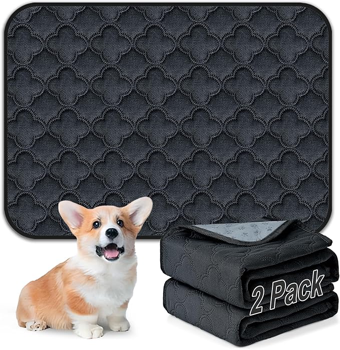 Washable Pee Pads for Dogs - 2 Pack Reusable Pee Pads，Waterproof Puppy Pads，Pet Training Pads，Super Absorbent with Dog Paw Shape Non-Slip Backing (Dark Grey, 18" X 24" - 2 Pack)