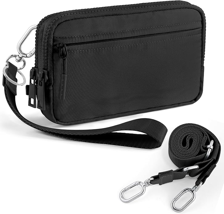 Checkered WristleWallets for Women, RFID Wallet Crossbody with 4 Zippers, Credit Card Holder Cell Phone Organizer