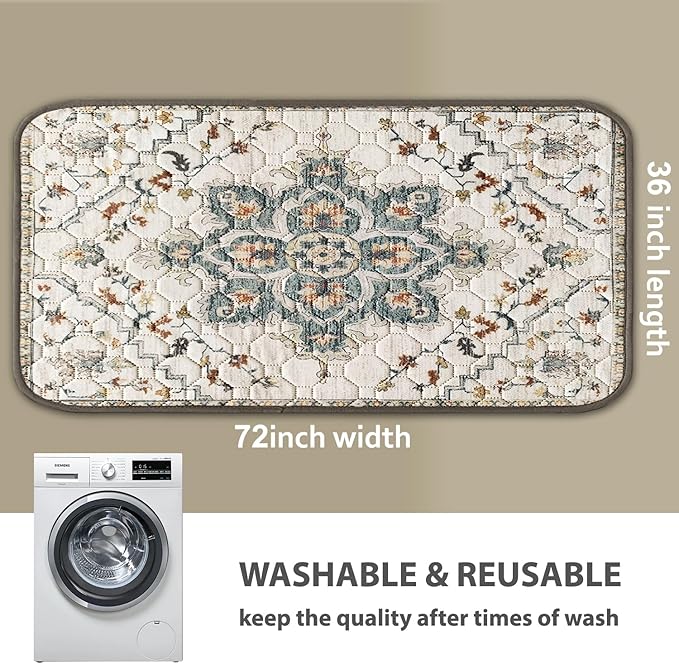 nunubaby Washable Pee Pads for Dogs, Stylish, Non-Slip and Leak-Proof Pee Pads. Reusable Potty Pads for Dogs for Crates and Floors.(Beige/Floral, 36" x72" )