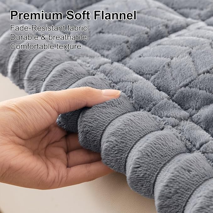 Smiry Non Slip Couch Armrest Covers for Dogs, Fuzzy Pet Couch Arm Covers for Sofa Pet Friendly, Soft Sofa Slipcovers Recliner Chair Arm Protector Washable (Grey, 35.4" x 35.4")
