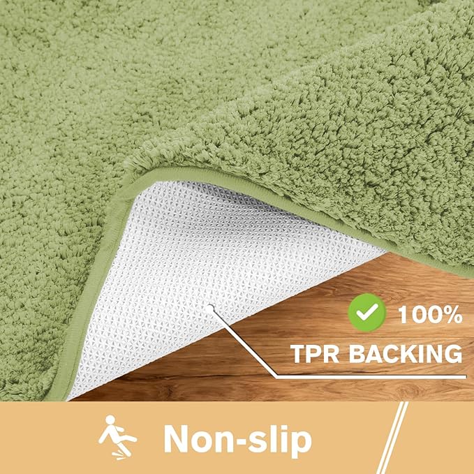 Olive Green Bathroom Rugs 40"x60" – Oversized Plush Non-Slip Microfiber Bath Mat, Absorbent & Washable – Ideal for Large Bathrooms or Living Rooms