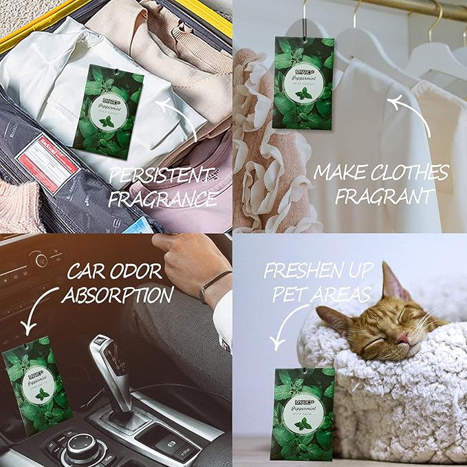MYARO 12 Packs Peppermint Potpourri Bags Sachets for Drawer and Closet, Long-Lasting Drawer Car Air fresheners Closet Sachets Home Fragrance