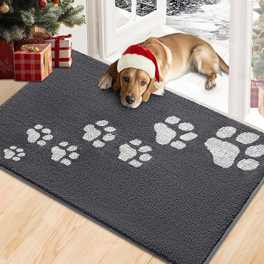 Timo Indoor Door Mat, Front Door Mat 32"x40" Non-Slip Rubber Backing Absorbent Resist Dirt Entrance Rug, Washable Low-Profile Inside Entry Door Rugs for Entryway, Dog Door Mats, Grey