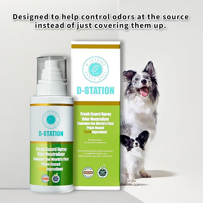 D-STATION PDRN Fresh Guard Spray Odor Neutralizer - Anti-Static, Deodorizing, Enhances Hydration, Itch Relief, Skin and Coat Nourishment, Low-Irritation, Suitable for Dogs and Cats. 6.76 Oz