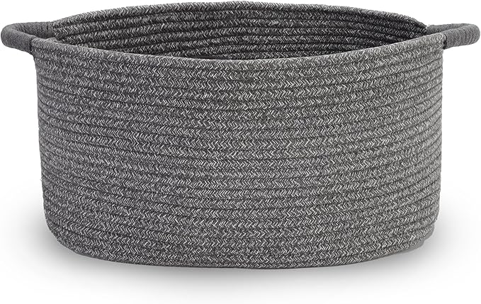 Medium Rope Basket with Handles, Medium Bohe Storage Basket, 17 "L x 12.5" W x 8.5 "H, Home Decor Organizer for Towels,toys, Books & Magazines