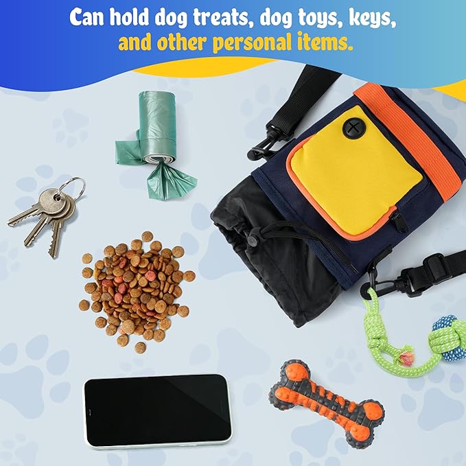 Dog Treat Pouch, Treat Pouch for Pet Training, Dog Treat Bag,Training Treat Pouch, Dog Training Pouch with Shoulder Strap& Waist Belt, Puppy Training Treat Holder Bag for Daily Walking, Park Training