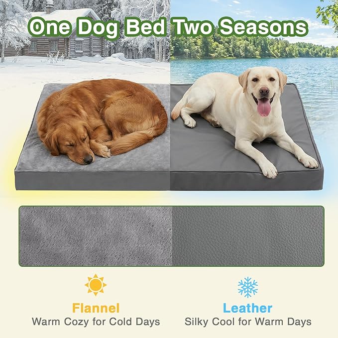 Waterproof XXXL Dog Beds Large Sized Dogs, Outdoor Washable Crate Pad 54 inch, Jumbo Foam Pet Bed with Removable Cover Reversible, Anti-Slip Kennel Pad, 53"x36", Gray