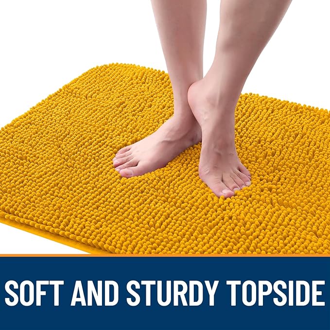 OLANLY Dog Door Mat for Muddy Paws 48x30, Absorbs Moisture and Dirt, Absorbent Non-Slip Washable Doormat, Quick Dry Chenille Mud Mat, Entry Indoor Entryway Carpet for Inside Floor, Golden Yellow