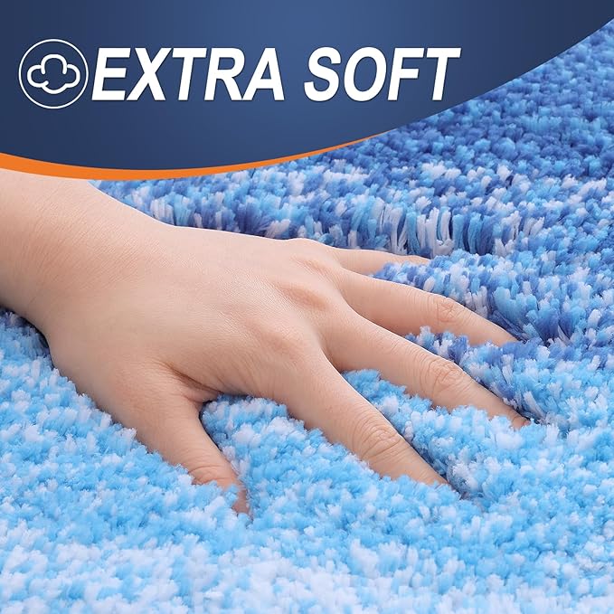 OLANLY Bathroom Runner Rugs 45x27, Extra Soft Absorbent Microfiber Bath Rugs, Rubber Backing, Quick Dry, Washable Bath Mats for Bathroom Floor, Tub and Shower, Home Decor Accessories, Light Royal Blue