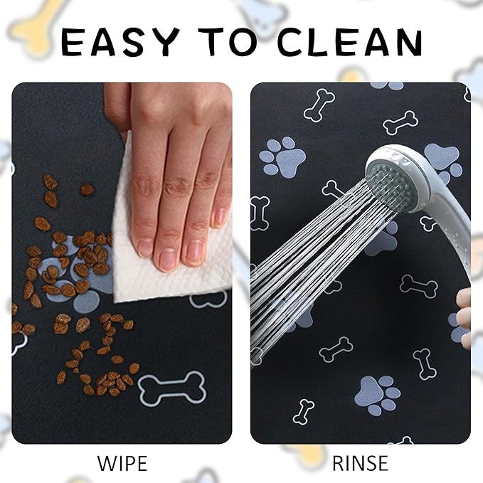 Pet Cat Dog Food Mat Non Slip Mat for Dog Water Bowl Mat Quick Dry Absorbent Cat Feeding Mat, 32 * 17 in, Green