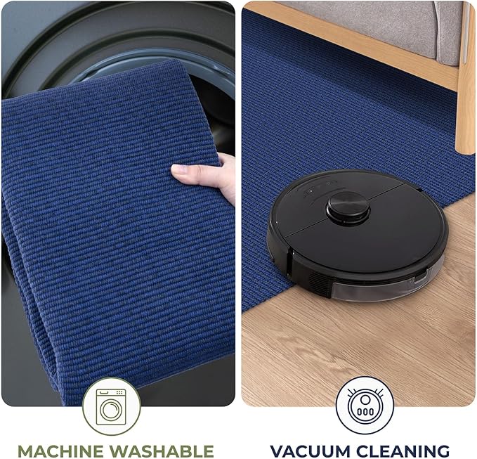 KOZYFLY Washable Runner Rug 2x8 Ft Runners for Hallways Kitchen Runner Rugs with Rubber Backing Braided Cotton Entryway Runner Indoor, Carpet Runners for Hallway Entryway Bedroom, Royal Blue