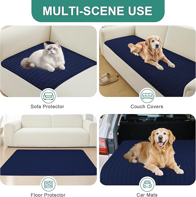 Foxdecor Couch Cover Sofa Covers Washable, Dog Bed Cover Couch Covers for 3 Cushion Couch Sofa Pet Friendly, Dog Couch Cover Furniture Covers for Pets.(Dark Blue 32x53 inch)