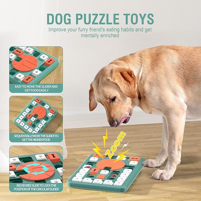 Dog Puzzle Toys, Treat Dispensing Dog Enrichment Toys for IQ Training and Brain Stimulation, Interactive Mentally Stimulating Toys as Gifts for Puppies, Cats, Dogs (L-Level 4)