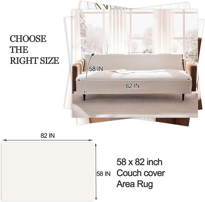 Meider Waterproof Couch Cover for Dogs Non-Slip, Fuzzy Soft Pet Couch Covers for Sofa, Pet Friendly Area Rug Dog Bed Covers Washable Sofa Cover Mat (White, 58" x 82" 1 Pack)