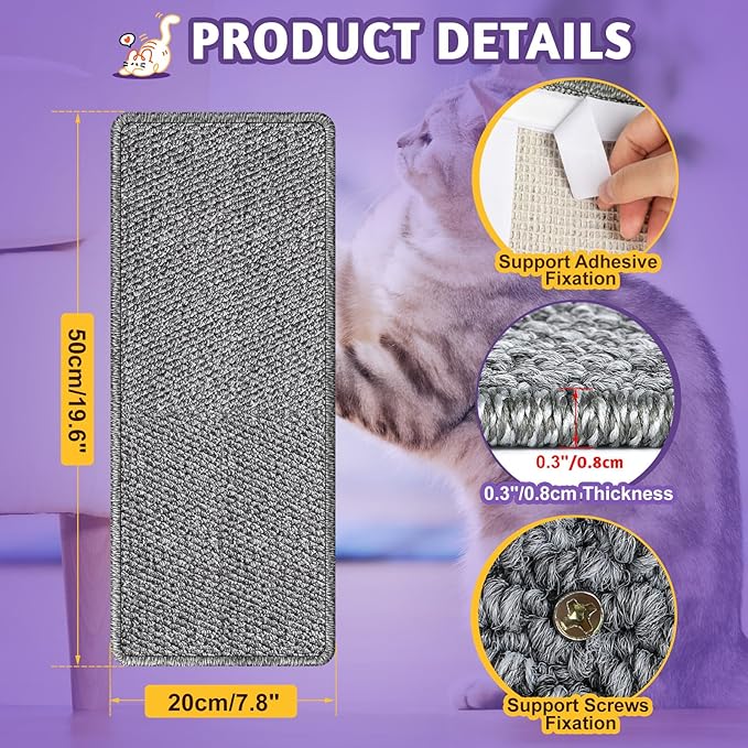 Door Protector from Cat Scratching 19.6" x 7.8" Cat Wall Corner Scratcher, Anti Scratch Door Frame Furniture Protector for Indoor Cats