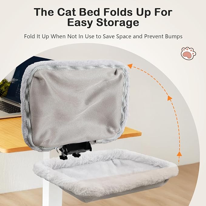 Lilyang Cat Desk Bed – Cat Hammock for Home Office Space Saving, Secure Bed with Super-Sized Clamp & Steel Frame, Supports Up to 40 lbs, 18"x14" Reversible Bed Cover, Removable & Washable