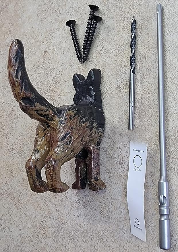 Lulu Decor, Cast Iron German Shepard Dog Tail Hooks (4 Dog Tail Hooks)