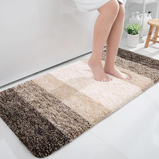 OLANLY Bathroom Rugs Mat 47x24, Extra Soft Absorbent Microfiber Bath Rugs, Rubber Backing, Quick Dry, Machine Washable Bath Mats for Bathroom Floor, Tub and Shower, Home Decor Accessories, Light Brown