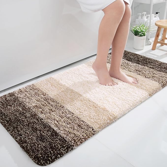 OLANLY Bathroom Rugs Mat 45x27, Extra Soft Absorbent Microfiber Bath Rugs, Rubber Backing, Quick Dry, Machine Washable Bath Mats for Bathroom Floor, Tub and Shower, Home Decor Accessories, Light Brown