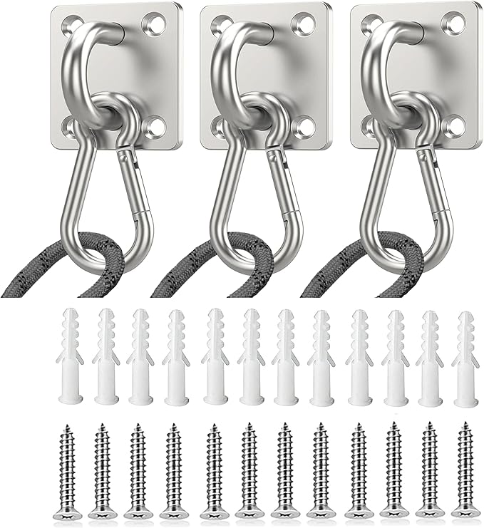 Dog Tie Out Mounted Wall Hook with Clip - Secure Dog Leash Parking Indoor&Outdoor, Stainless Steel Practical Lead Management for Dogs Up to 500lbs (3pcs for 500lbs, for 500lbs)