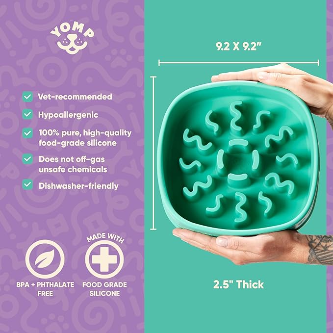 Yomp BetterFeeder Puzzle Slow Feeder Dog Bowl – Interactive, Weighted Silicone Dog Bowl, BPA & Phthalate Free, Spill-Proof, Non-Slip, Pet-Safe, Non-Toxic, Textured, Dishwasher Safe