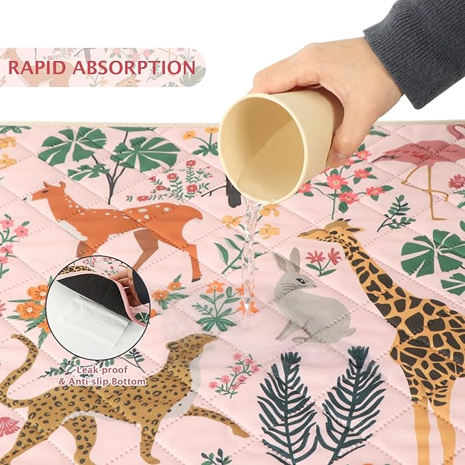 IEUUMLER Washable Pee Pads for Dogs, 2 Pack Forest Pattern Reusable Waterproof Puppy Pads, Non-Slip Super Absorbent Dog Training Pad for Playpen Crate Bed EU013 Pink Jungle, 36x36