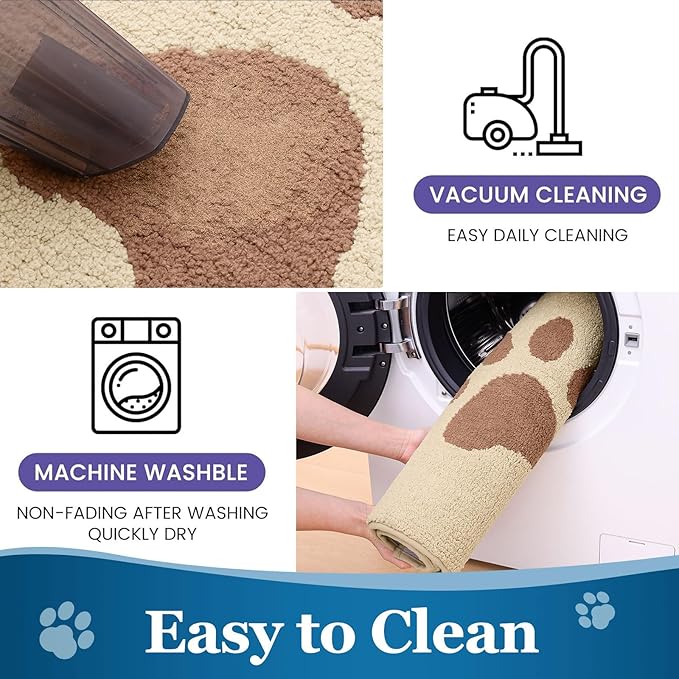 Buganda Dog Door Mat for Muddy Paws, Absorbent Dirt Trapper Washable Indoor Doormats, Non Slip Low-Profile Mud Mat for Dogs, Front Entrance Doormat for Inside Floor (48x30 Inches, Light Beige)