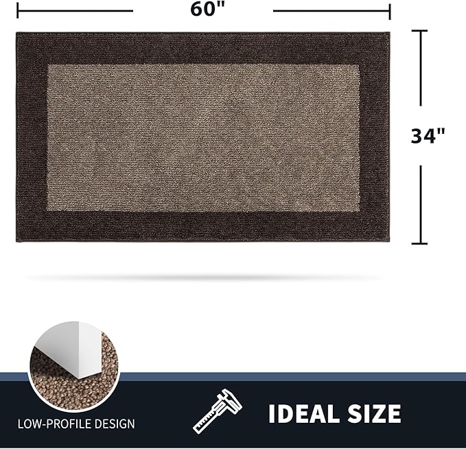 PURRUGS Dirt Trapping Door Mat 34" x 60", Non-Slip Machine Washable Entry Rug, Entrance Mat, Indoor Front Door Mat, Super Absorbent Entryway Rug for Muddy Shoes & Paws, Grayish Brown & Coffee