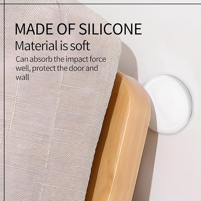 6 Pcs Round Door Stoppers Wall Protectors, Self Adhesive Door Stopper Silicone Bumper, Wall Guards Behind Door Handle Protector for Shower Bedroom Door Knob (Clear)