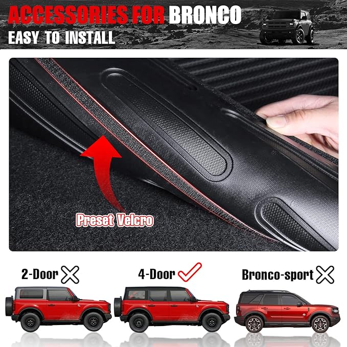 Mabett Rear Seat Back Cover Backrest Protector for Ford Bronco Accessories 2025 2021-2024 with Dog Seat Liner fit Bronco 4-Door 4 Pieces-with Folding Lip (NOT for 2-Door or Bronco Sport)