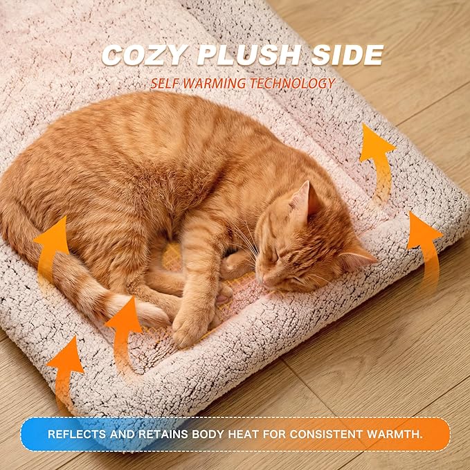 Dog Cooling Mat, Self Warming Cat Bed, Reversible Warm & Cooling Cat Bed, Winter Warm Cat Pad & Summer Cooling Cat Mat for Kittens & Small Dogs, Perfect for Crates, Beds & Sofas, Gray, 24" x 36"