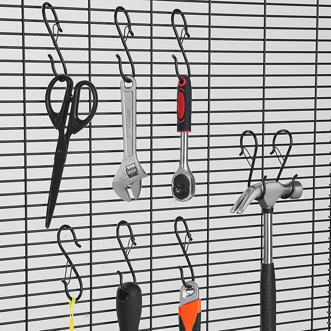 VEVOR S Hooks 36 Pack, 39.68 LBS Capacity for Bars up to 0.85 Inch, S Shaped Hooks with Safety Buckle, Heavy Duty Metal Hangers for Plants, Jeans, Clothes in Garden, Closet, Kitchen, Bedroom, Black