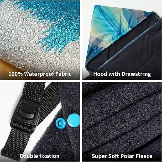 Hooded Stadium Blanket, Waterproof Fleece Wearable Camping Blanket