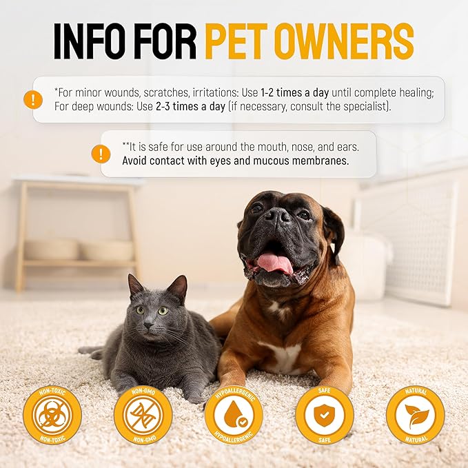 Cat Wound Care Gel for Scratches, Bites, & Irritations – Hot Spot Treatment for Cats & Kittens – Honey Wound Repair Ointment in Gel Form with Colloidal Silver & Honey for Topical Use – 2 Oz Tube