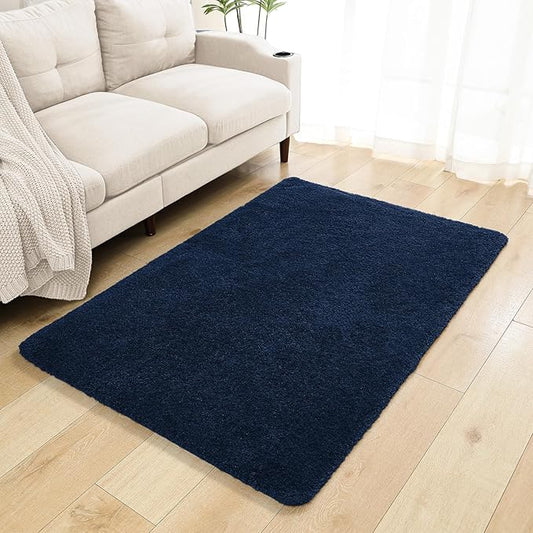 Navy Blue Bathroom Rugs 40"x60" – Oversized Plush Non-Slip Microfiber Bath Mat, Absorbent & Washable – Ideal for Large Bathrooms or Living Rooms