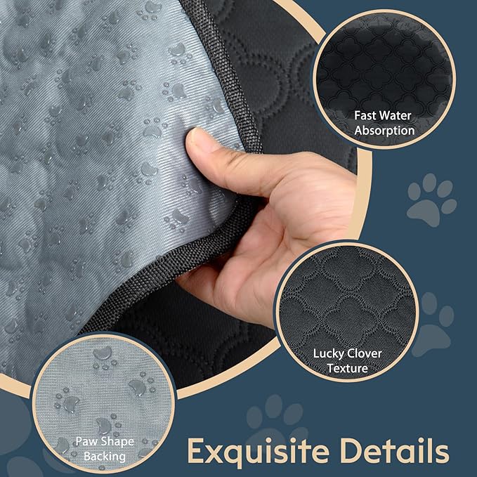 Washable Pee Pads - 2 Pack Reusable, Waterproof, Super Absorbent Dog Training Pads with Non-Slip Backing (Dark Grey, 41" X 41")