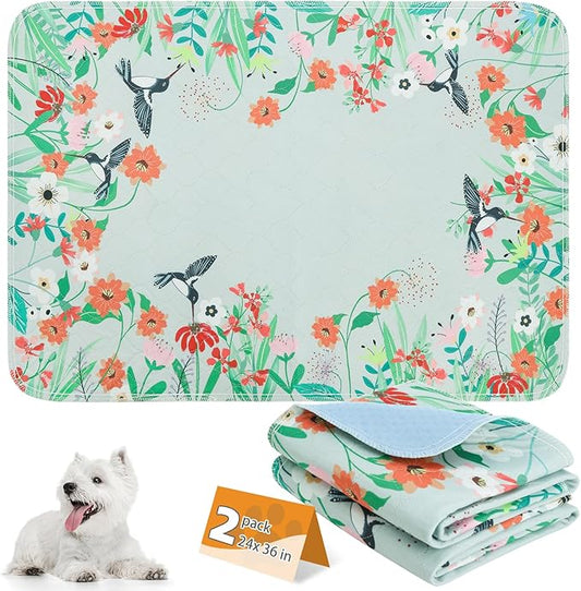 KOOLTAIL Washable Pee Pads for Dogs, 2 Pack Super Absorbent Reusable Puppy Training Pet Pads Waterproof, Nonslip and Leak-Proof Dog Pee Pads, Large Pet Mats Whelping Pads for Floor