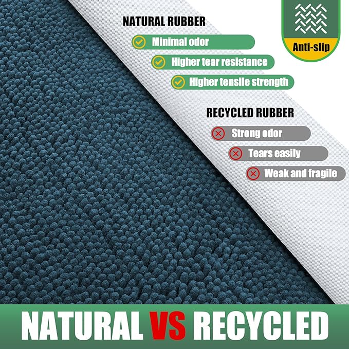 IM HOME Chenille Absorbent Outdoor Doormat 60" x 36", Washable Muddy Door Mats for Dog Non Slip Indoor Doormat Dog Mat for Muddy Paw Front Inside Doormats for Entryway Atlantic Blue