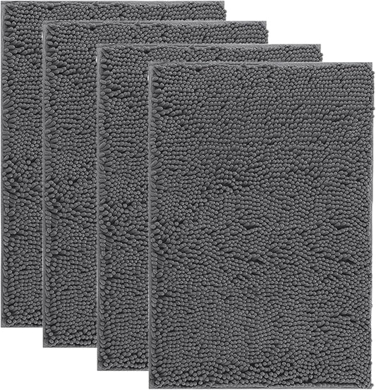 2 Pieces Muddy Door Mats for Dogs, 30" X 20" Chenille Absorbent Doormat, Trap Dirt Non Slip Heavy Indoor Doormat Soft Dog Bed Mat Front Inside Door Mat for Indoor Outdoor Entrance,Grey