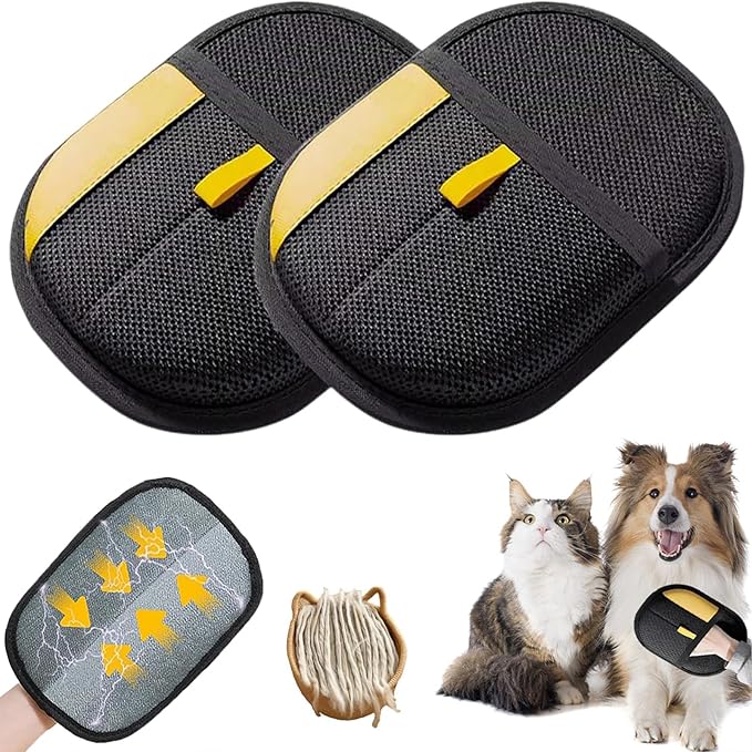 Pet Hair Removal Gloves for Cats & Dogs, Reusable & Washable Electrostatic Pet Hair Remover Gloves Tool, The Magic Brush Pet Hair Remover for Laundry, Couch, Furniture, Carpet, Car Seat Surface (2pcs)