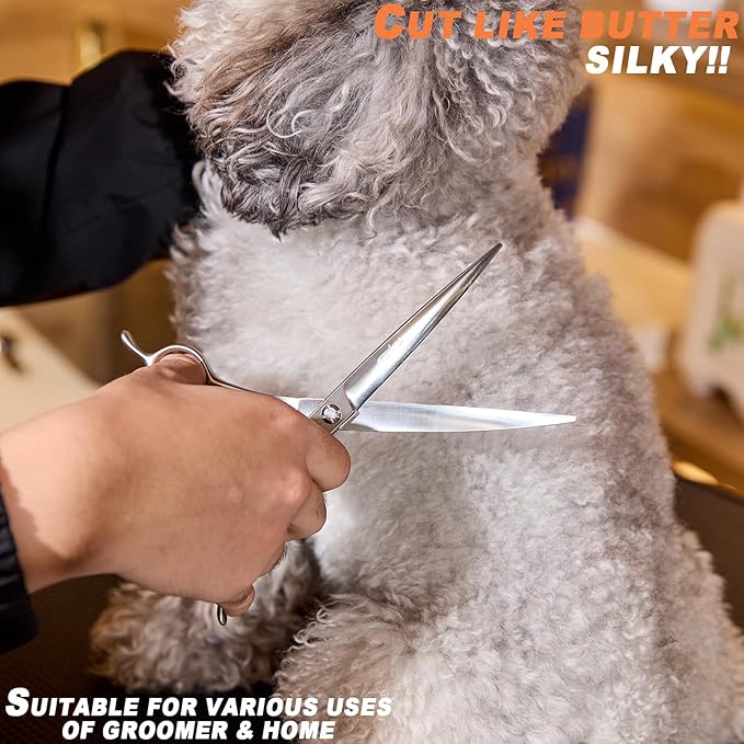 High-end Professional Dog Grooming Curved Scissors Pet Curved Shears 7.5 Inches Extremely Very Sharp Made Of Stainless Steel Alloy By Hand For Dog Cat Groomer
