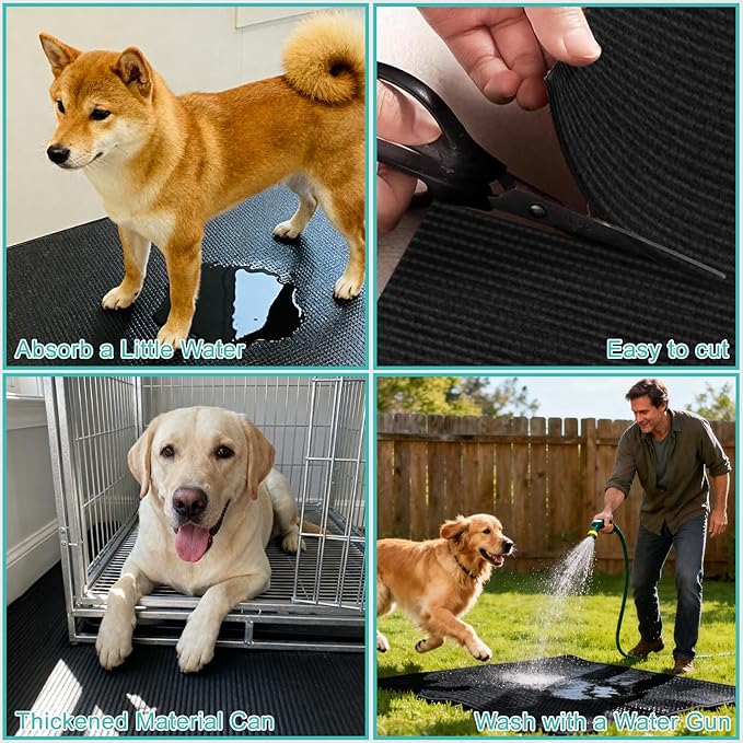 Pet Crate Floor Protection Mat, Mat for Under Dog Crate, 23.6" x 47.2" XL Cut to Fit Design Washable Floor Covering Reusable Waterproof Non Slip Rug Whelping Pad for Pet (X-Large)