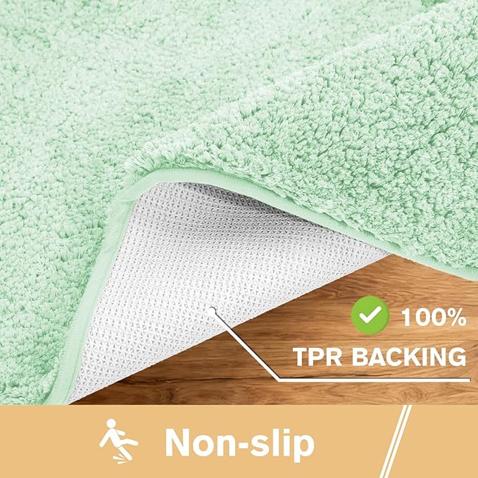 Light Green Bathroom Rugs 24"x40" – Large Plush Microfiber Bath Mat, Soft Non Slip Floor Mat, Absorbent and Washable Rug – Perfect for Bathroom or Bedroom Use