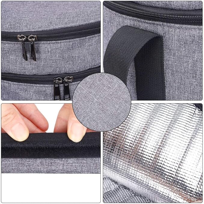 HERSENT Casserole Carrier,Pie Carrier, Insulated Casserole Carrier Storage Bag with Carry Handles, 2 Compartments Insulated Lunch Bag Potluck Carrier Salad Bowl Holder for Picnic Potluck Camping