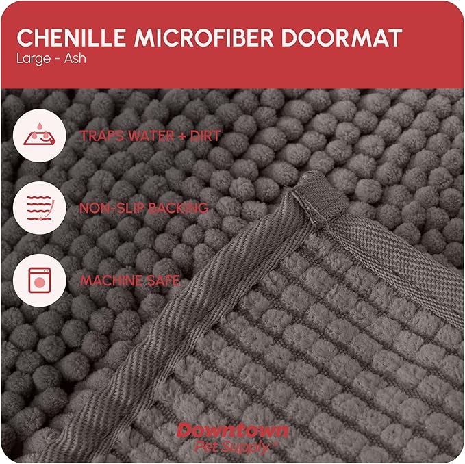 My Doggy Place Dog Mud Mat, 36"x26" Ash – Thick Microfiber Entry Rug for Snow, Mud & Salt – Absorbent, Quick-Dry, Washer-Safe & Non-Slip, Large