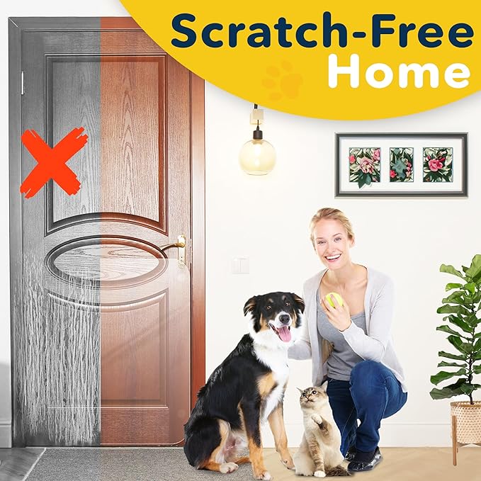 PROTECTO Heavy Duty Door Protector from Dog Scratching, 30 x 20” Clear Door Scratch Protector, Easy & Quick to Install on Window, Wall, Screen & Sliding Doors, Cat Scratch Guard for Indoors Outdoors