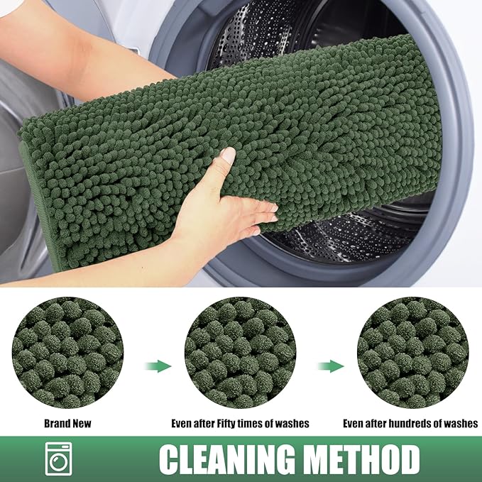 IM HOME Chenille Absorbent Outdoor Doormat 36" x 24", Washable Muddy Door Mats for Dog Non Slip Indoor Doormat Dog Mat for Muddy Paw Front Inside Doormats for Entryway Olive