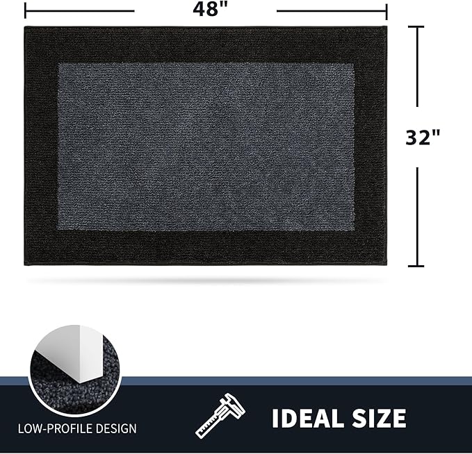 PURRUGS Dirt Trapping Door Mat 32" x 48", Non-Slip Machine Washable Entry Rug, Entrance Mat, Indoor Front Door Mat, Super Absorbent Entryway Rug for Muddy Shoes & Paws, Bluish Grey & Charcoal