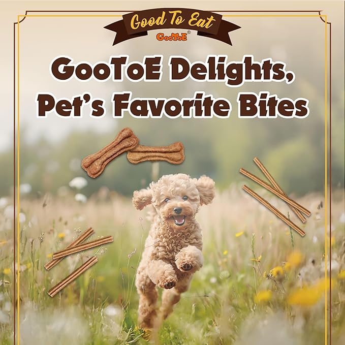 Gootoe Buffalo Dog Treats, Natural Low-Fat Chews for Training & Rewards, Limited Ingredient, Puppy Treats for Medium Dogs, Resealable Bag, Buffalo Bites Stick (Large), 1.5 lb